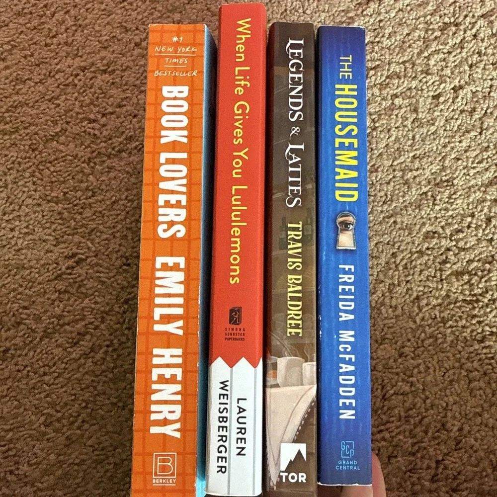 Lot of 4 Misc Book‎ Bundle-The Housemaid, Legends & Lattes, Book Lovers, Plus 1